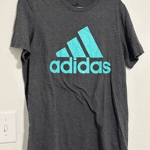 Adidas Charcoal Tee with Aqua Logo